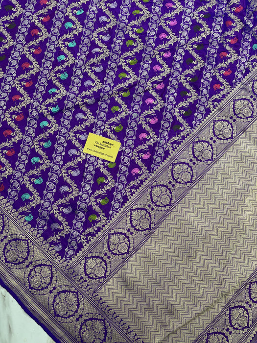 Ektara Pure Katan Silk Banarasi Handloom Saree - Kadiyal Jangla