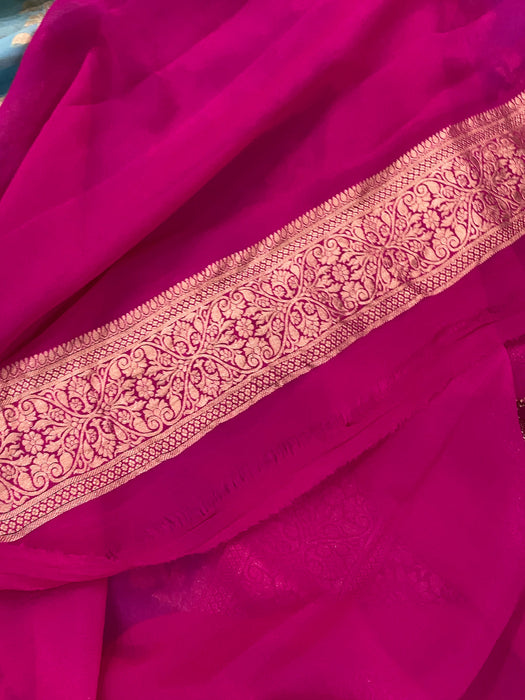 Blue Khaddi Georgette Banarasi Handloom Saree - Meenakarilue