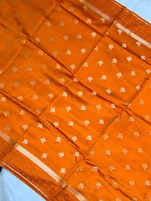 Orange Pure Mango Katan Banarasi Handloom Saree