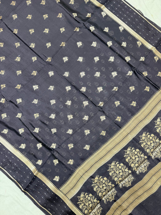 Black Pure Mango Katan Banarasi Handloom Saree
