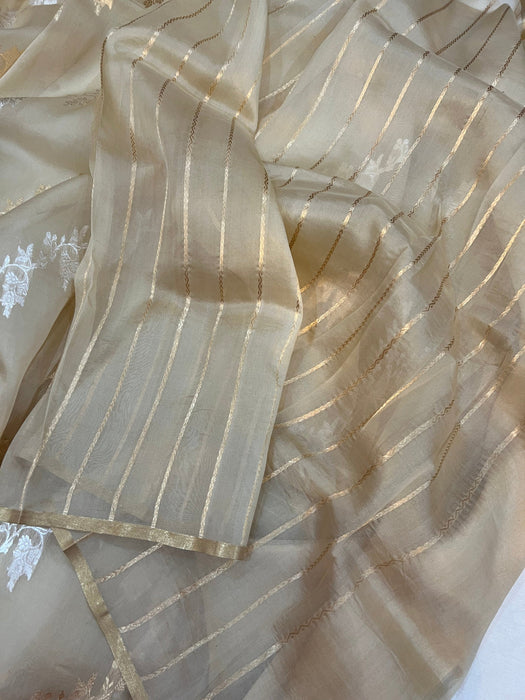 Olive Pure Kora Banarasi Handloom Saree