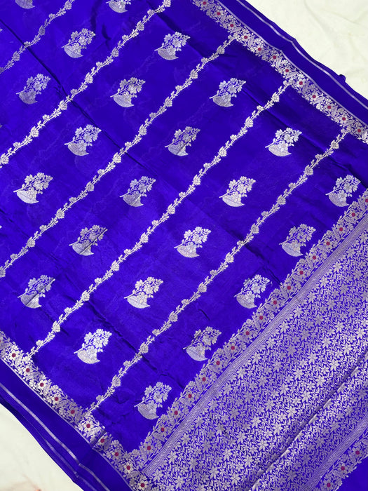 Royal Blue Pure Mango Katan Banarasi Handloom Saree