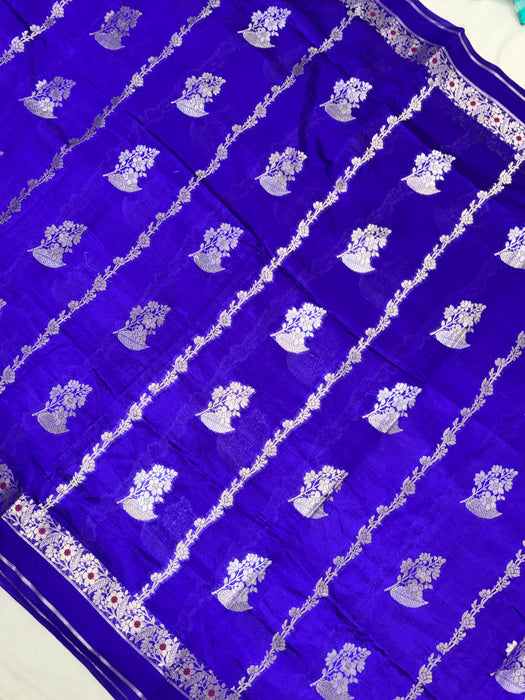 Royal Blue Pure Mango Katan Banarasi Handloom Saree