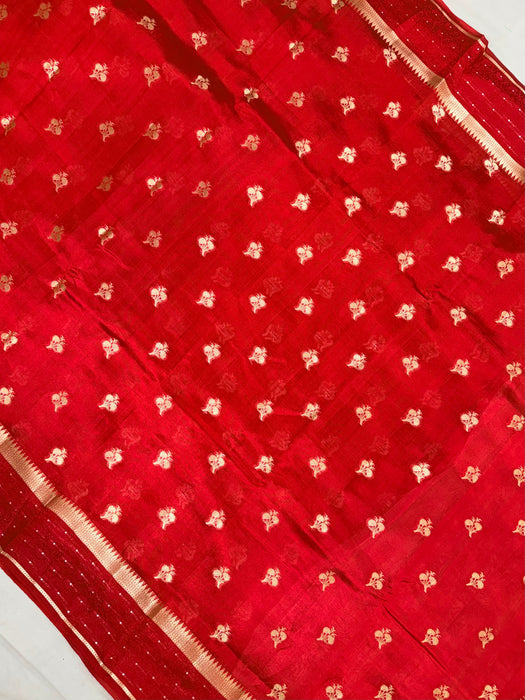 Red Pure Mango Katan Banarasi Handloom Saree