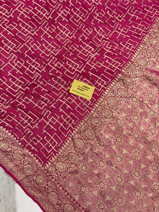 Rani Pure Khaddi Georgette Banarasi Saree - Water zari