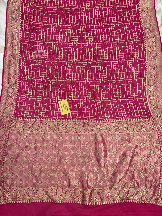 Rani Pure Khaddi Georgette Banarasi Saree - Water zari