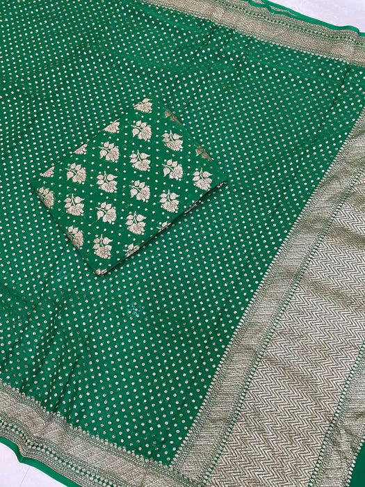 Green Pure Khaddi Georgette Banarasi Suit