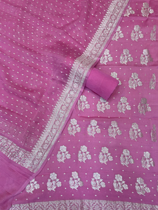 Pink Pure Khaddi Georgette Banarasi Suit