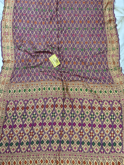 Handwoven Pure Georgette Bandhani Banarasi Saree - Meenakari Work