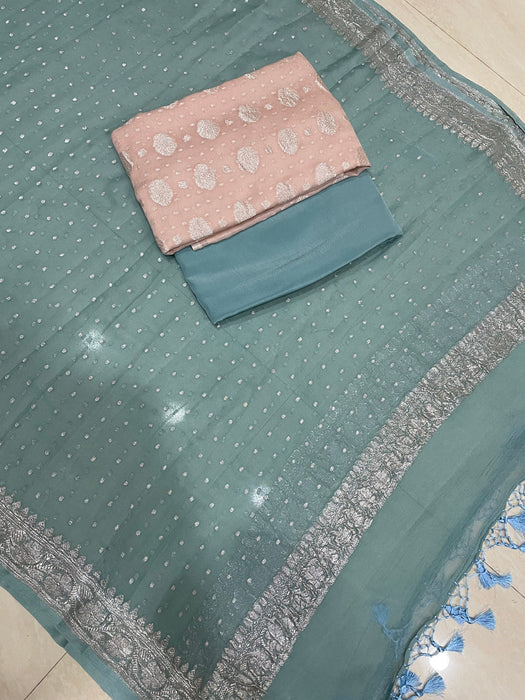 Plum Pure Khaddi Georgette Banarasi Suit