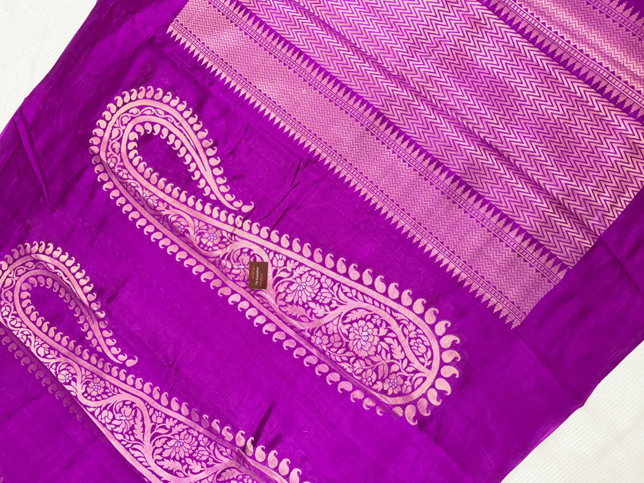 Purple Pure Raw Mango Banarasi Handloom Saree - Designer Kayri