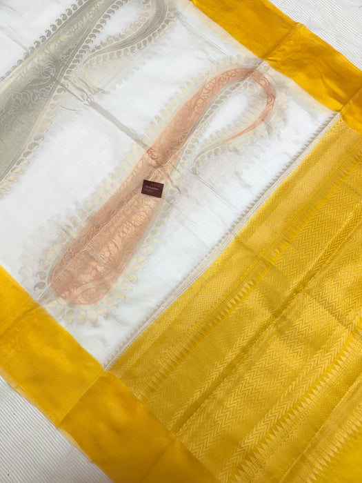 Pure Raw Mango Banarasi Handloom Saree - Designer Meena Kayri
