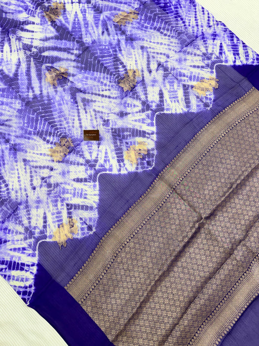 Navy Blue Pure Kora Banarasi Handloom Saree - Designer Arashi