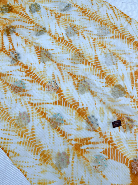 Orange Pure Kora Banarasi Handloom Saree - Designer Arashi