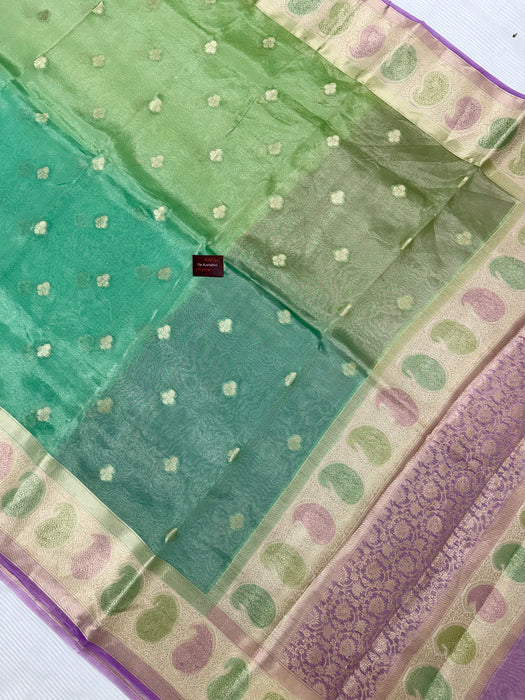 Pure Banarasi Tissue Handloom Saree - Hand filled Meenakari