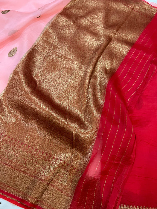 Plum Pure Kora Banarasi Handloom Saree