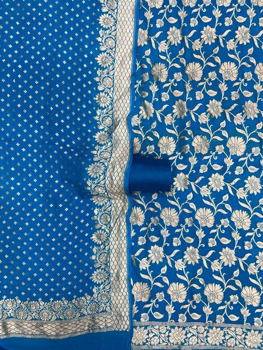 Blue Pure Khaddi Georgette Banarasi Suit