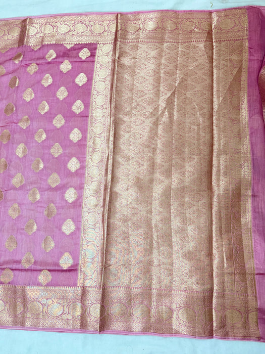 Pink Pure Silk Banarasi Handloom Saree