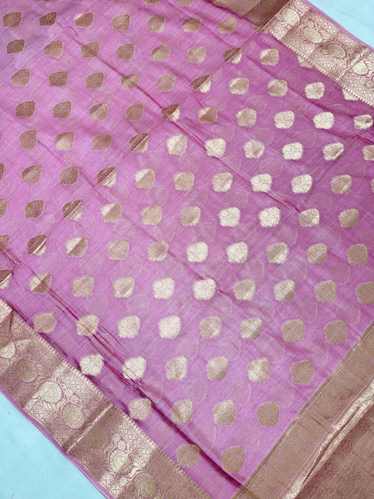 Pink Pure Silk Banarasi Handloom Saree