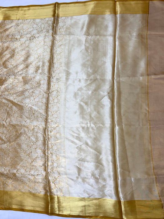 Gold Pure Banarasi Tissue Handloom Saree - Brocade
