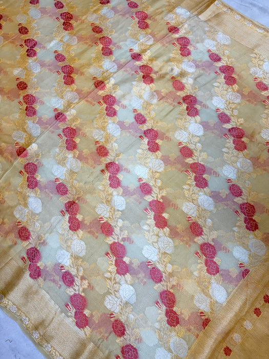 Rangkat Pure Khaddi Chiffon Banarasi Saree - Meenakari Work