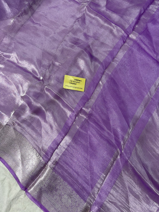 Lavender Pure Banarasi Tissue Handloom Saree - Reshmi Zari