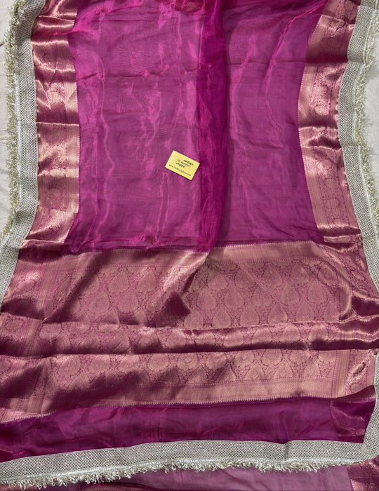 Rani Pure Banarasi Tissue Handloom Saree - Designer Reshmi Zari