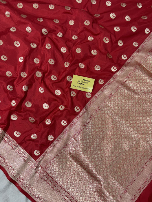 Red Pure Katan Silk Banarasi Handloom Saree