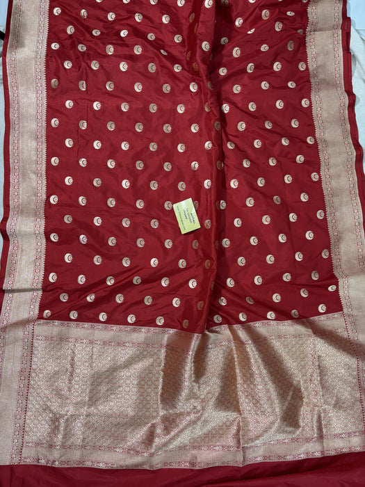 Red Pure Katan Silk Banarasi Handloom Saree