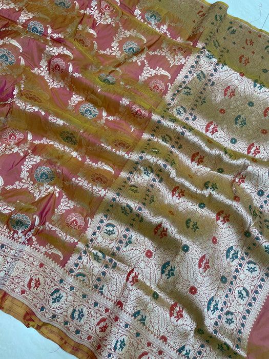 Pure Katan Banarasi Handloom Saree - Meenakari Jaal Work