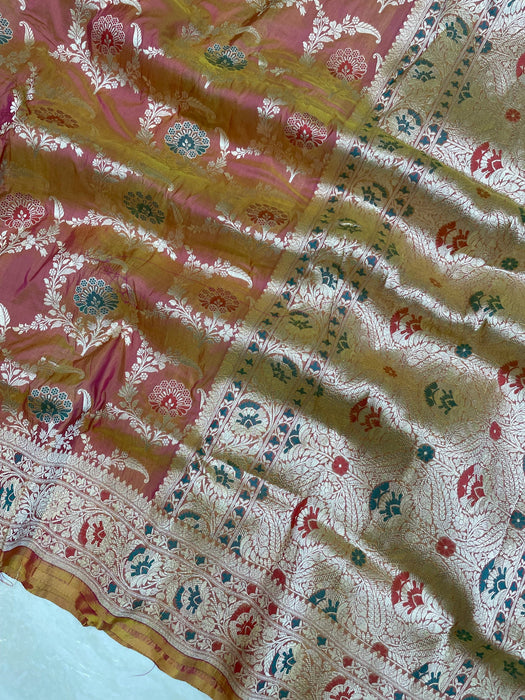 Pure Katan Banarasi Handloom Saree - Meenakari Jaal Work