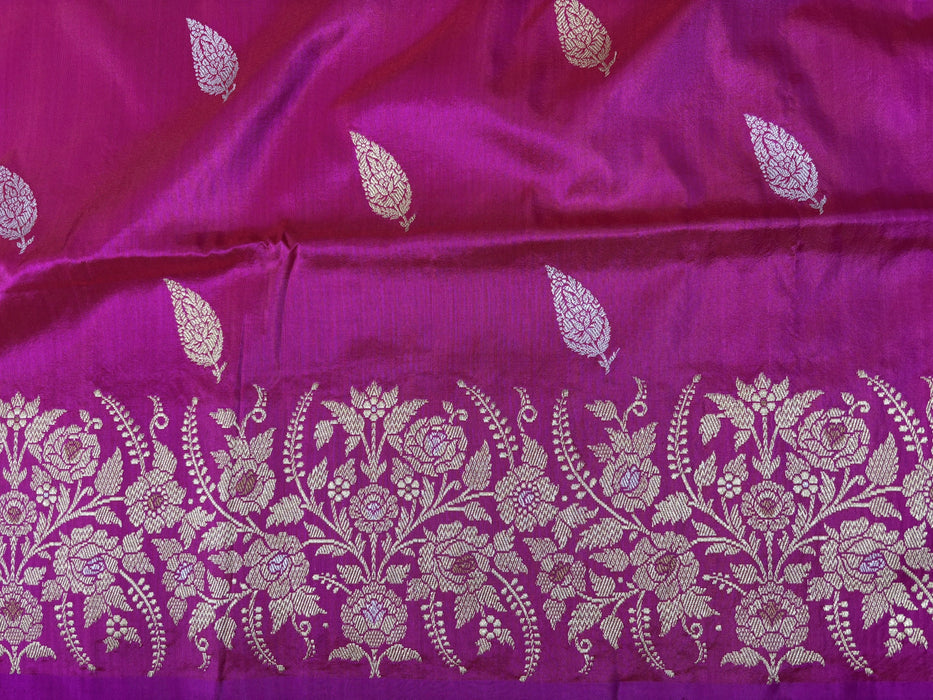Rani Pure Katan Banarasi Handloom Saree - Kadhiyal Sona Roopa Work
