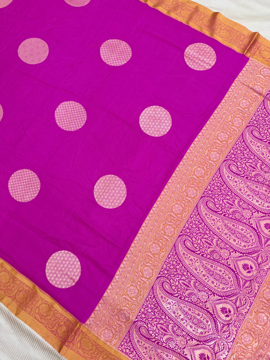 Purplish Pink Pure Moonga Banarasi Handloom Saree - Designer Saree