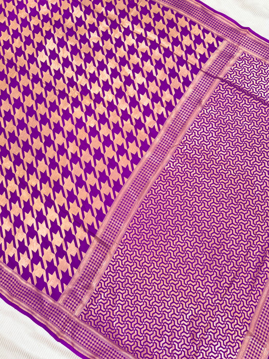 Purple Pure Mashru Banarasi Handloom Saree - Designer Saree