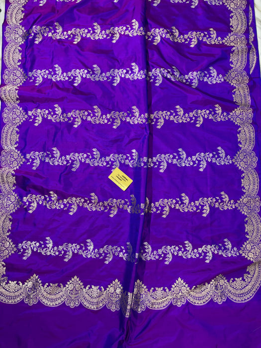 Dual Shade Purple Pure Katan Banarasi Handloom Saree - Sona Roopa Kadhiyal