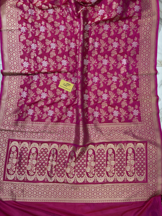 Rani Pure Katan Banarasi Handloom Saree - Sona Roopa Jaal Work