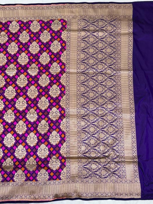 Pure Katan Banarasi Handloom Saree - Multi Meenakari