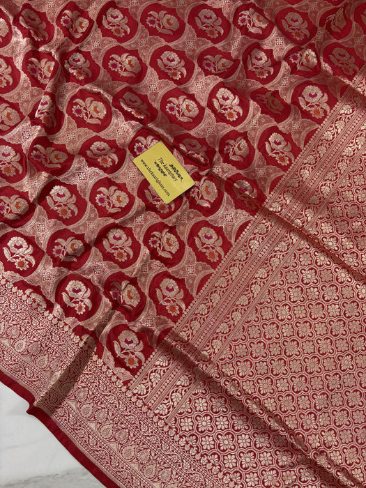 Red Pure Katan Silk Banarasi Handloom Saree