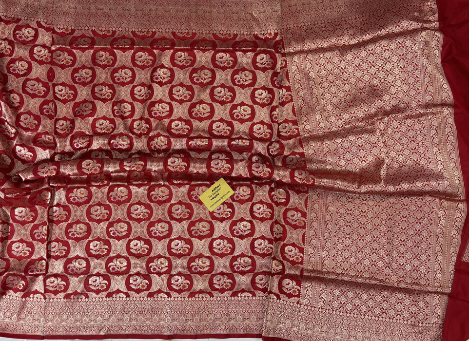 Red Pure Katan Silk Banarasi Handloom Saree