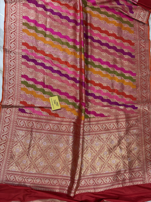 Ektara Pure Katan Silk Banarasi Handloom Saree - Rangkat Kadhiyal Jangla with Tested Zari