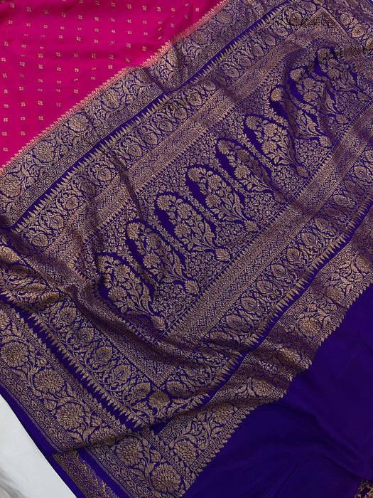 Rani Pure Khaddi Crepe Banarasi Handloom Saree