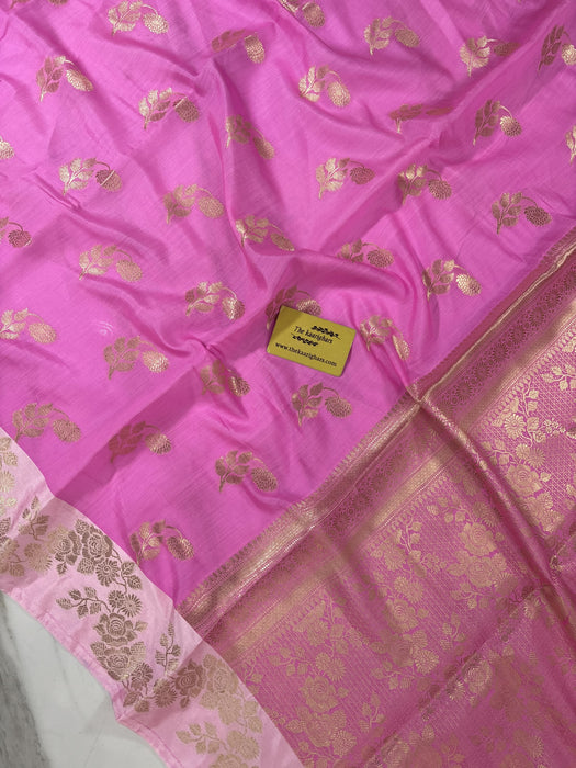 Pink Pure Chiniya Banarasi Handloom Saree
