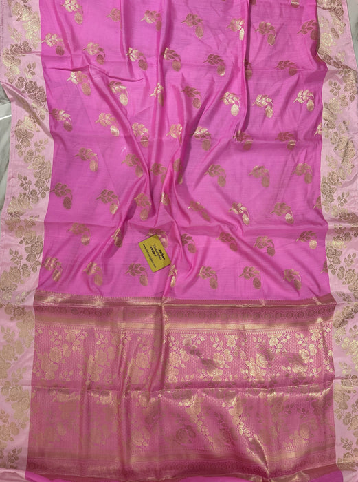 Pink Pure Chiniya Banarasi Handloom Saree