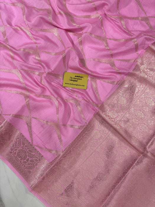 Pink Pure Chiniya Banarasi Handloom Saree