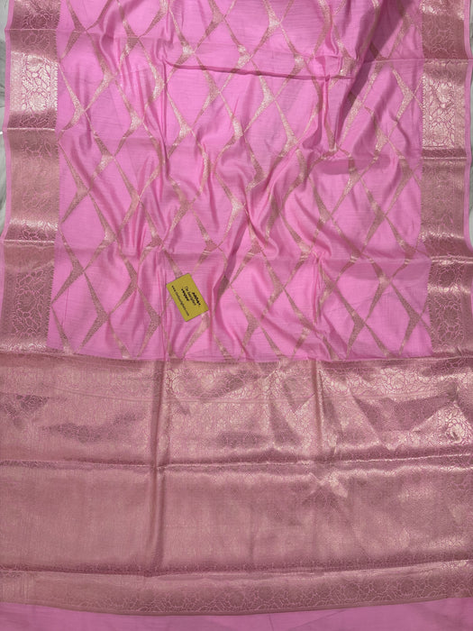 Pink Pure Chiniya Banarasi Handloom Saree