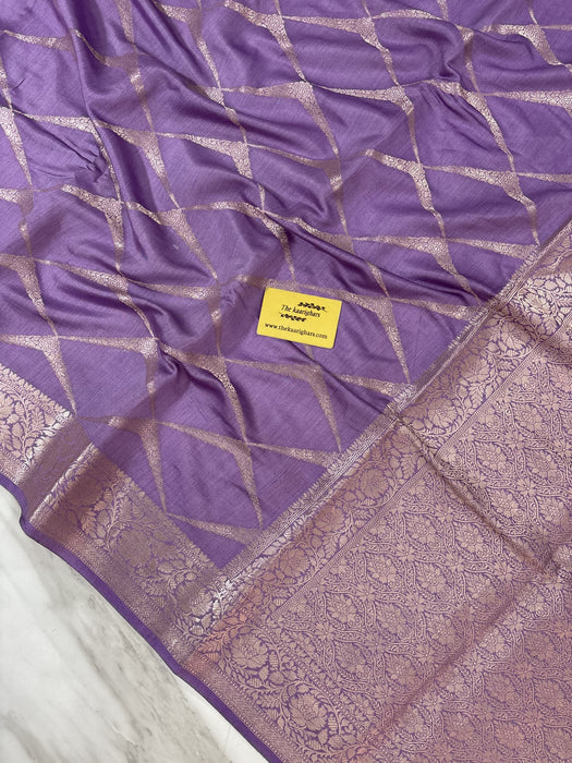 Lavender Pure Chiniya Banarasi Handloom Saree