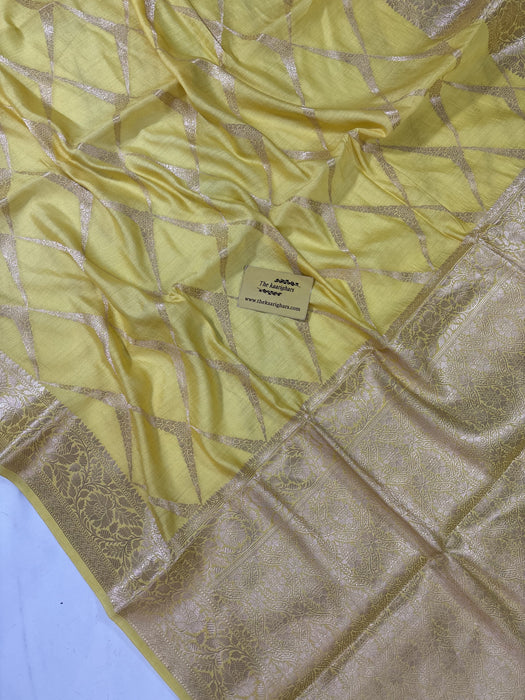 Yellow Pure Chiniya Banarasi Handloom Saree