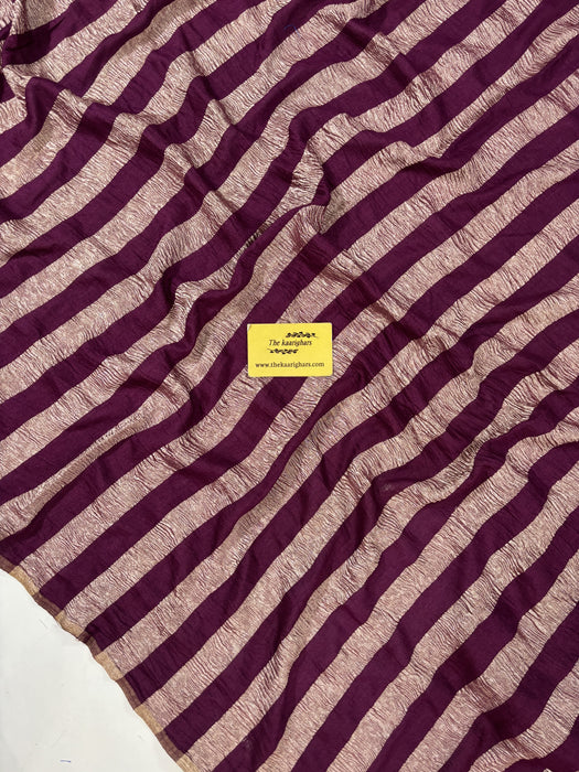 Wine Pure Banarasi Tissue Handloom Saree - Reshmi Zari