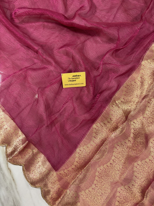 Rani Pure Banarasi Tissue Handloom Saree - Designer Border