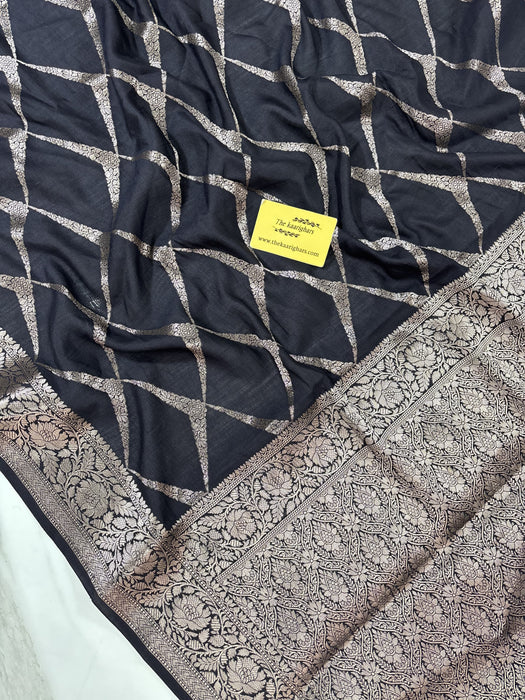 Black Pure Chiniya Banarasi Handloom Saree